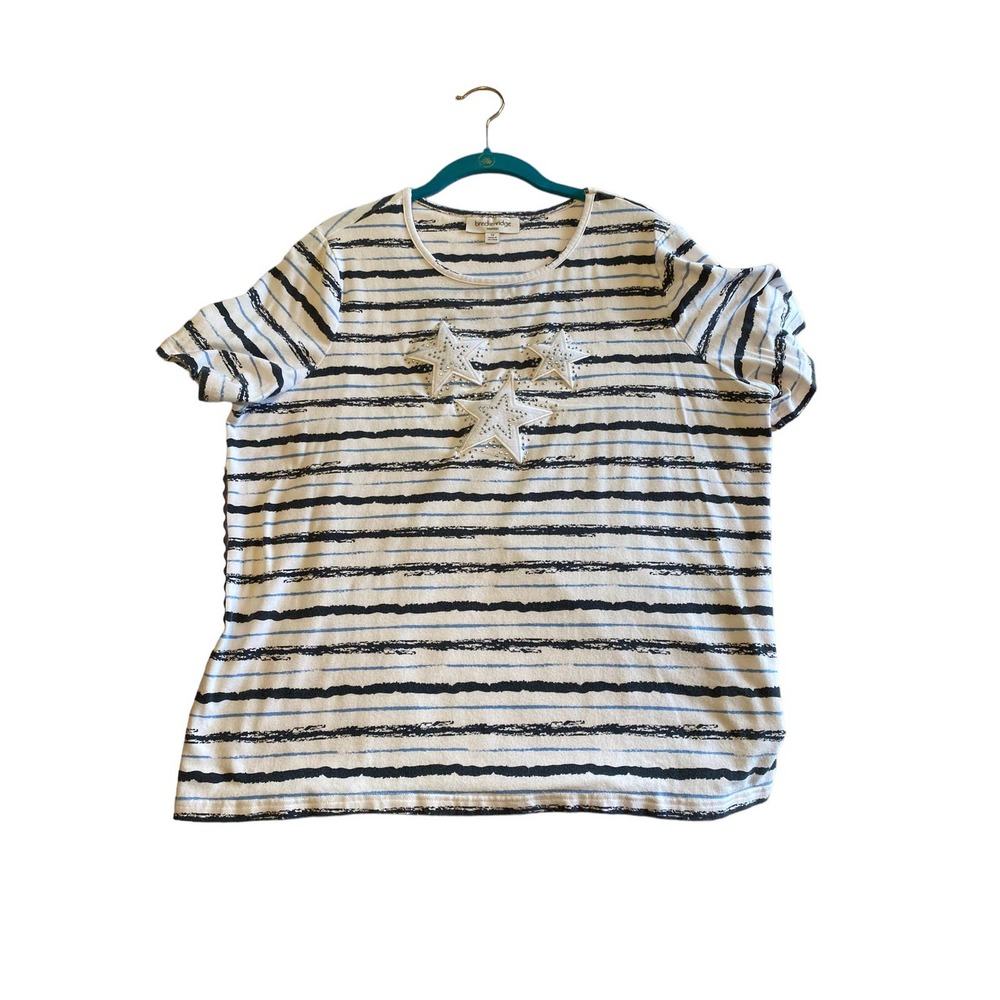 Stars and Stripes Top 1X Short Sleeve Americana, Patriotic 4th of July Summer